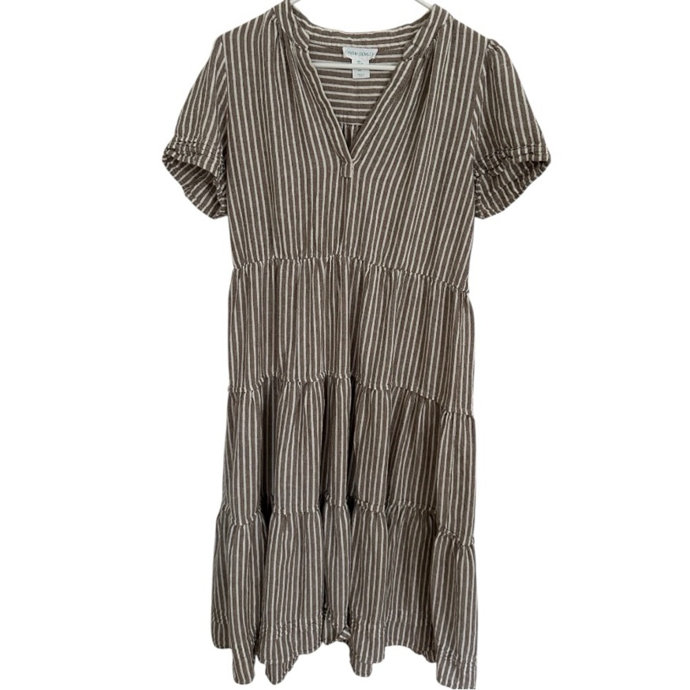 Cynthia Rowley Brown V-Neck Ruffled Midi Dress